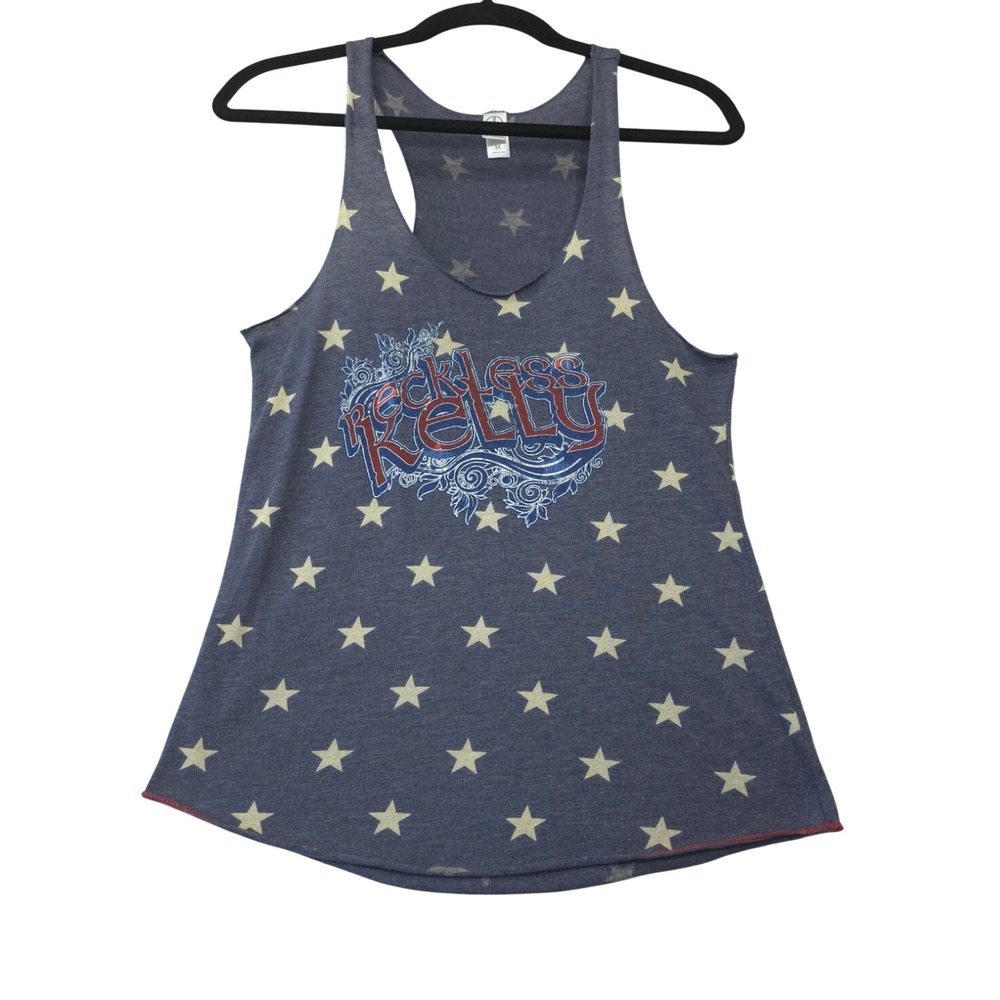 Reckless Kelly Band Tank Top Blue Stars Racerback Medium Americana Festival
